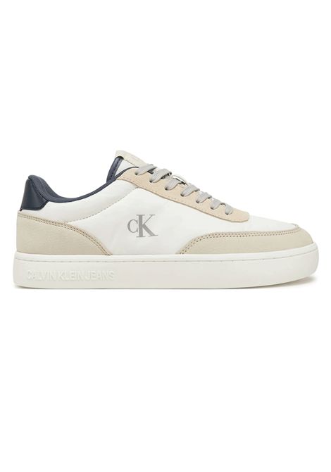 Scarpe Calvin Klein Classic Cupsole in TC Bianco Beige Blu Uomo CALVIN KLEIN | Sneakers | YM0YM01194-02U
